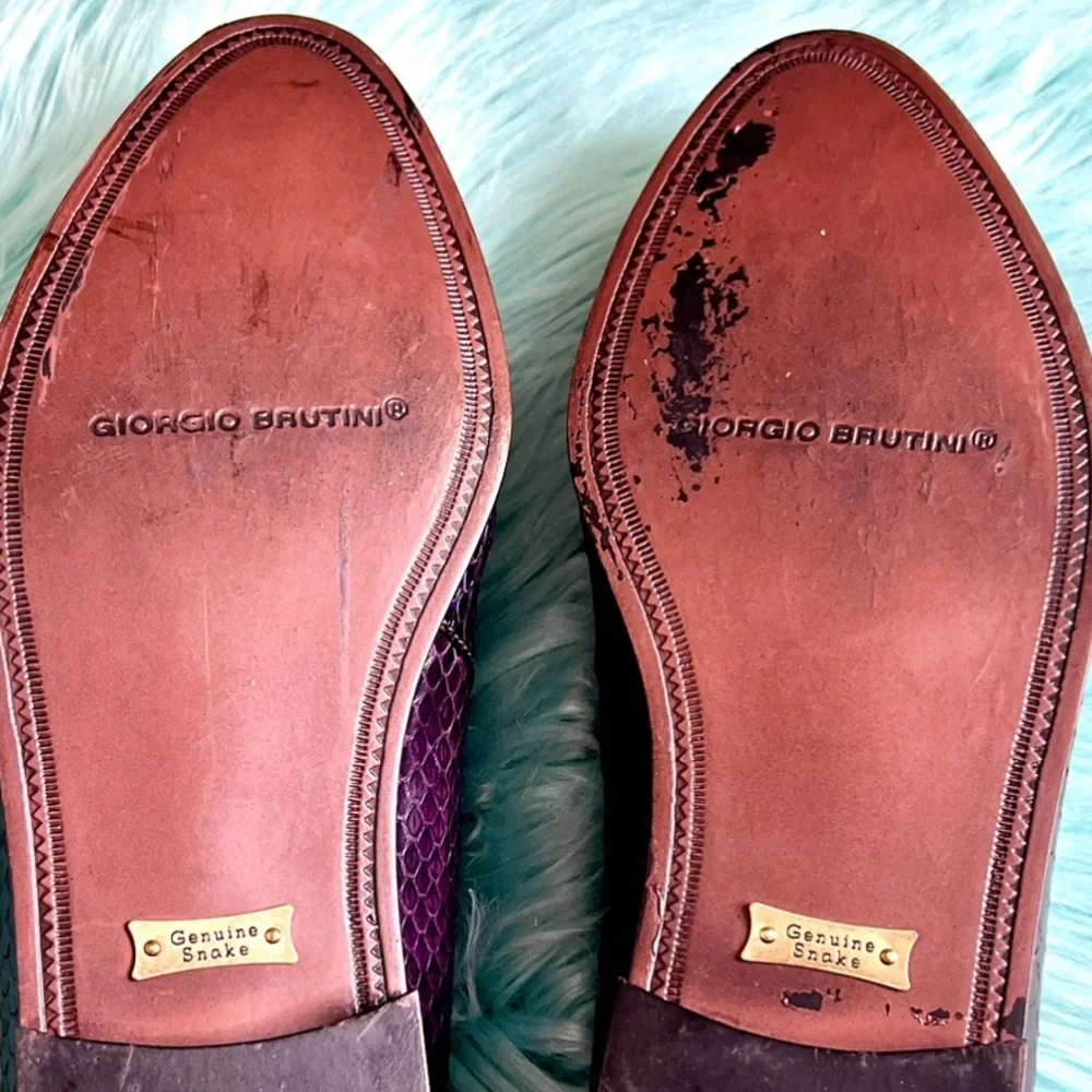 Giorgio Brutini Snake Skin Vintage Purple Loafers Men Size 11 Dress Shoes